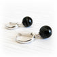 Black hand crafted ash-infused glass cremation marble earrings with quality sterling silver leaver back findings.