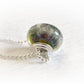 Green, blue and amber artisan-crafted glass remembrance bead on a sterling silver bead chain