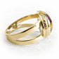 14k gold memorial ring with cremation ashes encased in hand blown glass