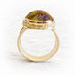 Solid 14k gold ring with a colorful cremation stone made from hand blown glass