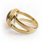 14k gold cremation ring featuring a glass gem stone containing pet ash 