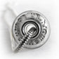 Close-up of a silver charm memorial bead with In Loving memory engraved
