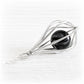 Sterling silver cage pendant featuring a black glass marble swirled with cremation ashes