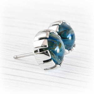 Sterling Silver Cremation Glass Stud Earrings | Solace