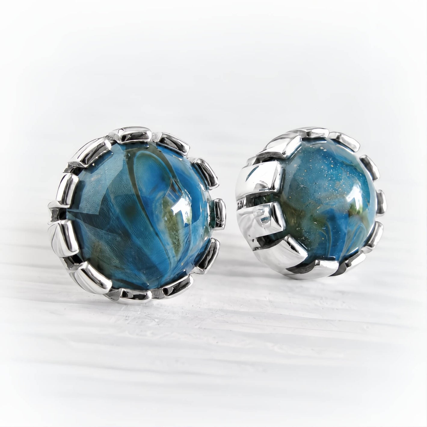 Sterling Silver Cremation Glass Stud Earrings | Solace