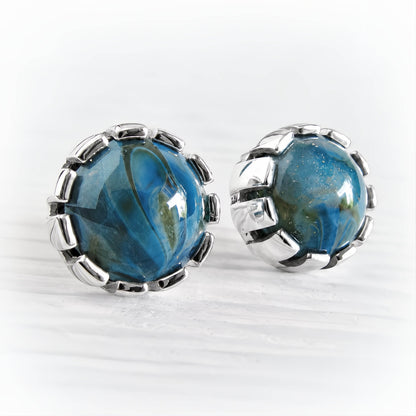 Sterling Silver Cremation Glass Stud Earrings | Solace