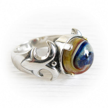 Sterling Silver Fleur de Lis Cremation Glass Ring | Reverie