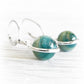 Ashes encased in aqua and turquoise hand blown glass marbles set in sterling silver memorial earrings 