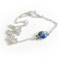 Sterling silver memorial necklace with blue hand blown cremation glass 
