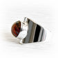 Sterling silver memorial ring with a deep red hand blown glass cremation gem stone 
