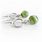 Green marbled bead earrings handcrafted with cremation ashes on sterling silver loops