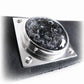 Black hand blown glass dome infused with cremation ashes set in sterling silver on a black leather cuff bracelet