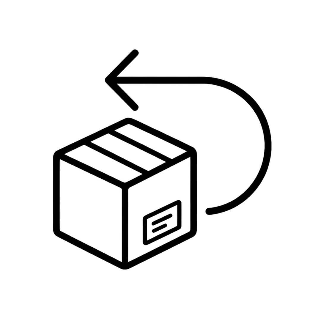Icon of a box with an arrow pointing to it on a white background