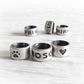 Set of sterling silver slider beads with custom engraving and an antique finish