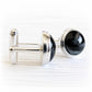 Sterling silver memorial cufflinks with cremation ashes in glass domes 