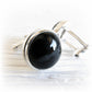 Cremation ashes in hand blown glass set in sterling silver cufflinks