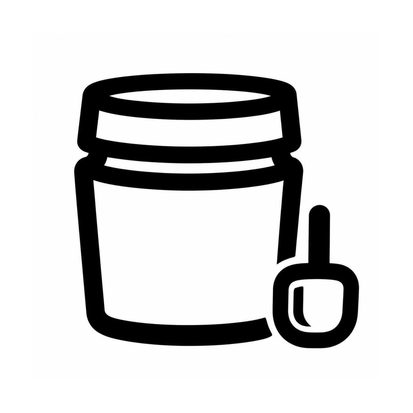 Black icon of a jar with a dropper on a white background